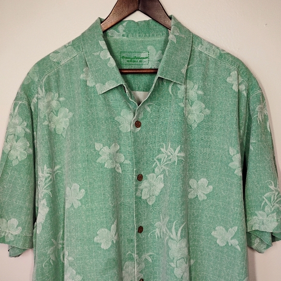 Tommy Bahama Silk Hawaiian Shirt Mens XXL Turquoise Tropical Florals Camp Beach - Picture 3 of 12